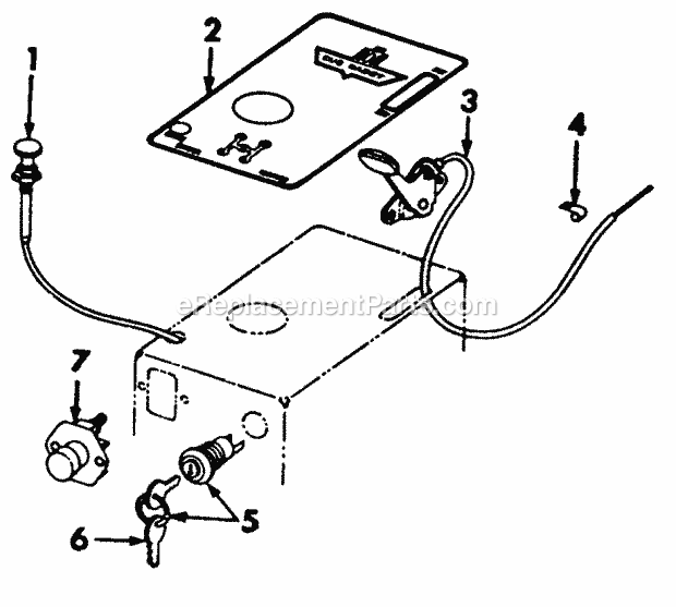 Engine Controls & Instrument Panel Diagram and Parts List for 70  Cub Cadet Lawn Tractor